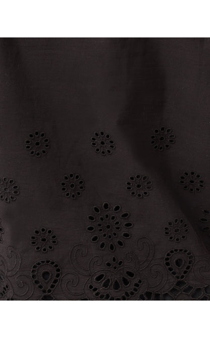 MIALEIGH TOP, NOIR SCALLOPED EYELET BORDER POPLIN