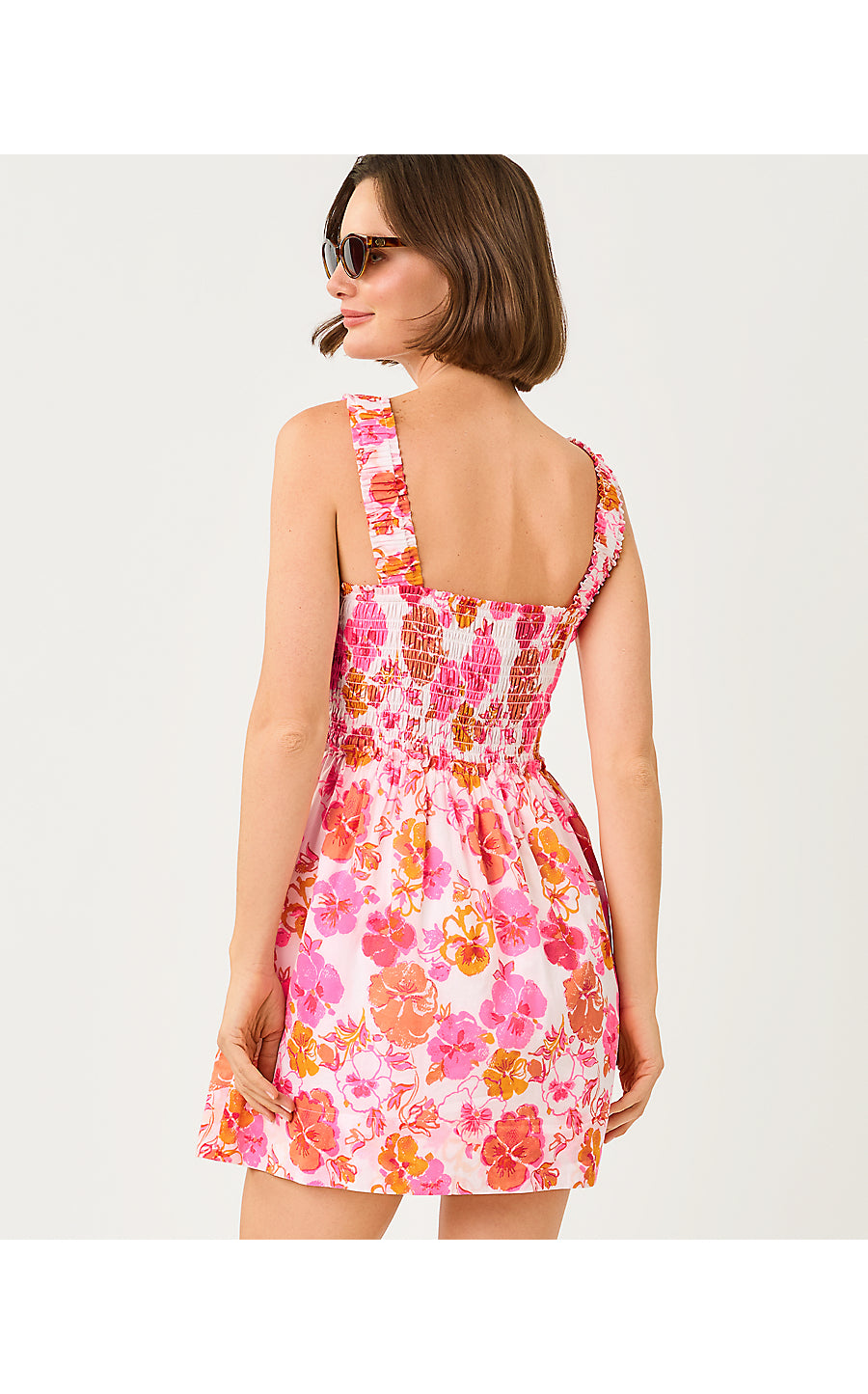 HADLY SKIRTED ROMPER, RESORT WHITE PANSY FANSY