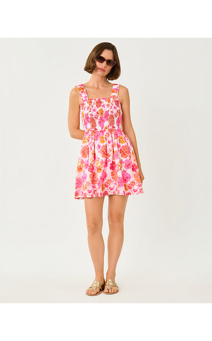 HADLY SKIRTED ROMPER, RESORT WHITE PANSY FANSY