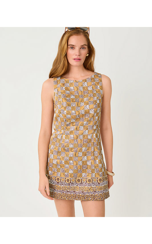 ORIANA SHIFT ROMPER, ICED LATTE LIL CHEETAH CHECKS ENGINEERED ROMPER