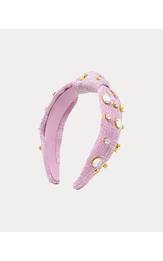 Embellished Slim Knot Headband, Oleander Pink