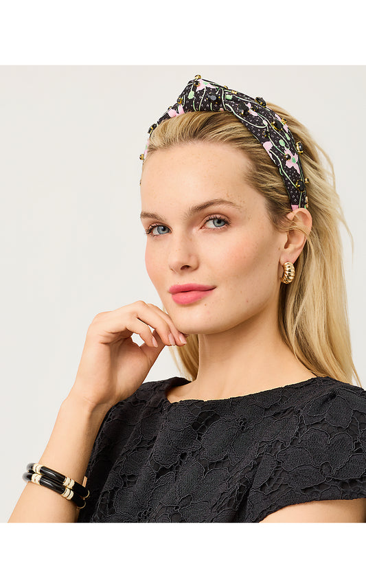 Embellished Slim Knot Headband, Blushing Blooms