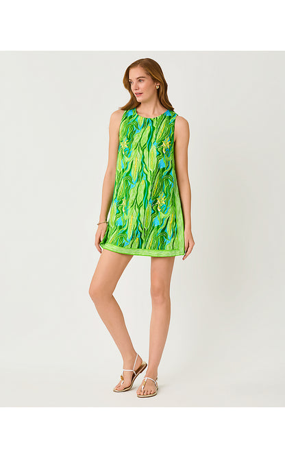 AISLING SHIFT ROMPER, TURQUOISE TIDE SWEET CORN ENGINEERED ROMPER