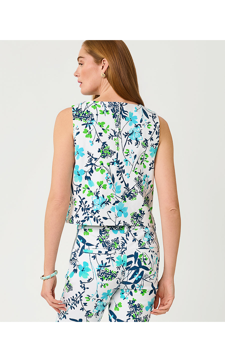 BENSEN CROPPED TOP, RESORT WHITE SEA BLOOMS ENGINEERED TOP