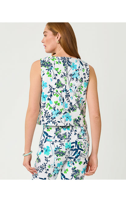 BENSEN CROPPED TOP, RESORT WHITE SEA BLOOMS ENGINEERED TOP