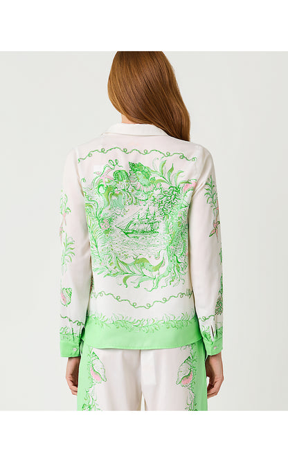 KOKO BUTTON DOWN, RESORT WHITE SHIP TO SHORE ENGINEERED WOVEN TOP