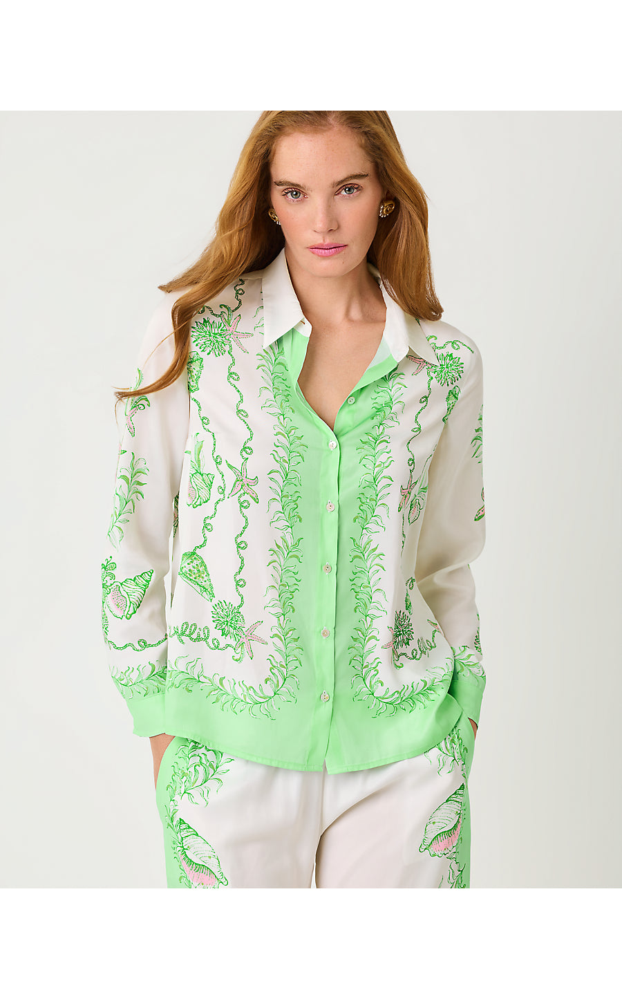 KOKO BUTTON DOWN, RESORT WHITE SHIP TO SHORE ENGINEERED WOVEN TOP