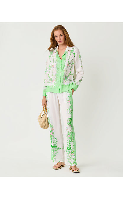 KOKO BUTTON DOWN, RESORT WHITE SHIP TO SHORE ENGINEERED WOVEN TOP