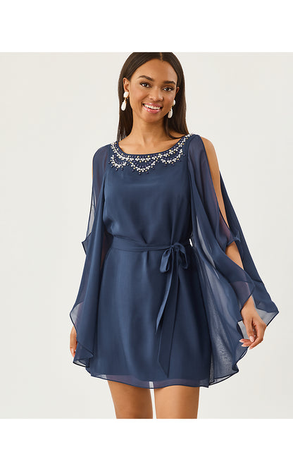 MARGUERITE SILK CAFTAN, LOW TIDE NAVY