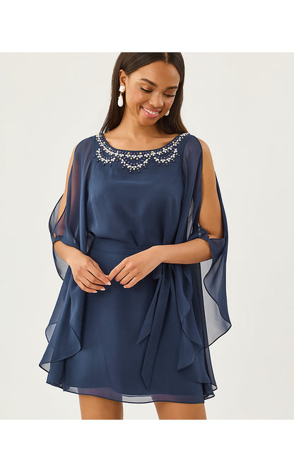 MARGUERITE SILK CAFTAN, LOW TIDE NAVY