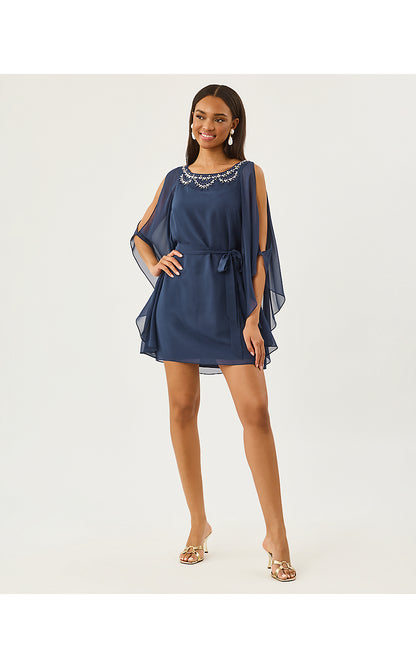 MARGUERITE SILK CAFTAN, LOW TIDE NAVY