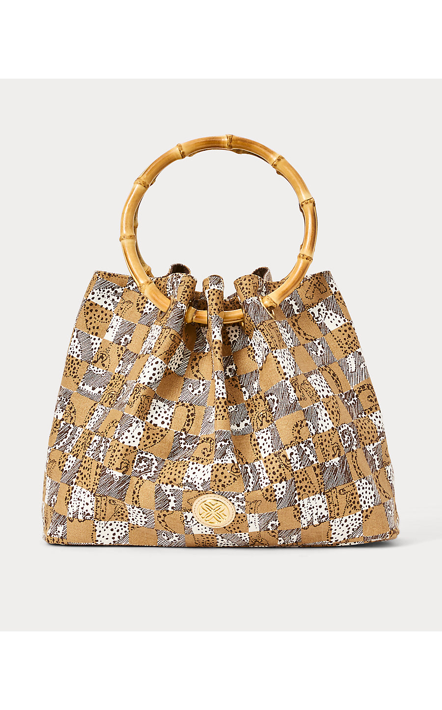 GWP BAMBOO BAG, ICED LATTE LIL CHEETAH CHECKS