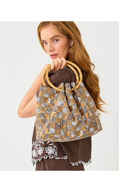 GWP BAMBOO BAG, ICED LATTE LIL CHEETAH CHECKS
