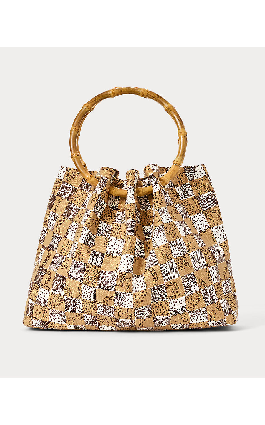 GWP BAMBOO BAG, ICED LATTE LIL CHEETAH CHECKS