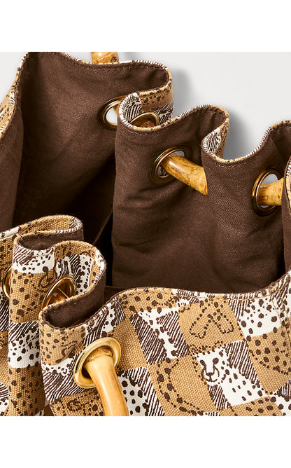 GWP BAMBOO BAG, ICED LATTE LIL CHEETAH CHECKS