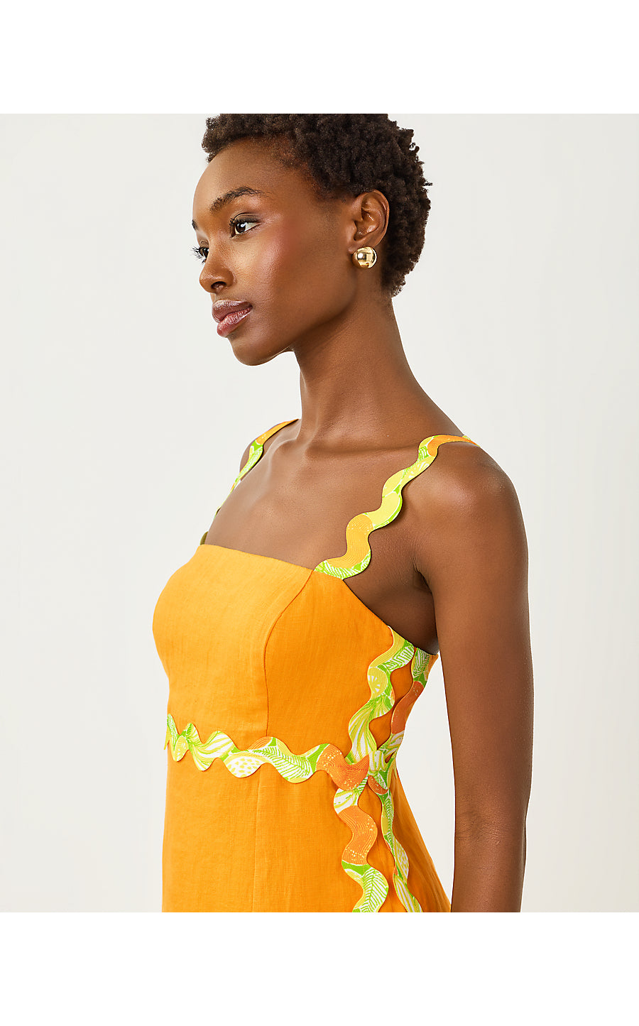 MIKAYLA LINEN MIDI DRESS, CITRUS COOLER