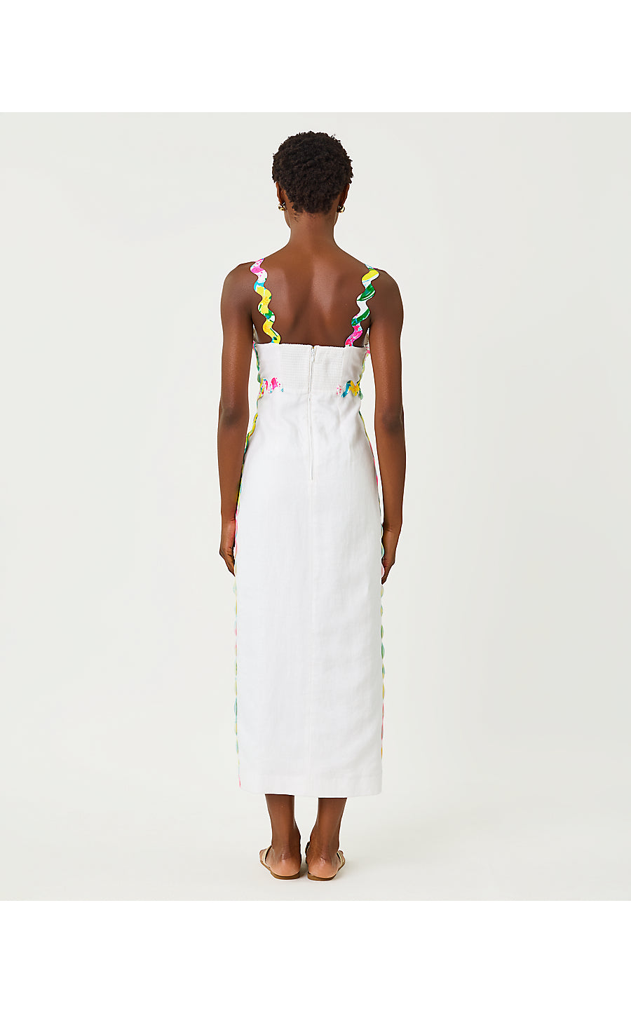 MIKAYLA LINEN MIDI DRESS, RESORT WHITE