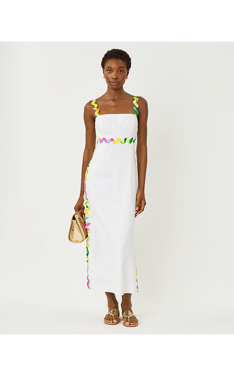 MIKAYLA LINEN MIDI DRESS, RESORT WHITE