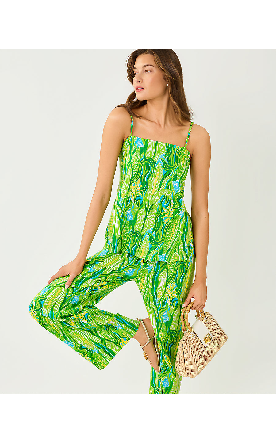 JESSLYN TOP, TURQUOISE TIDE SWEET CORN ENGINEERED SET
