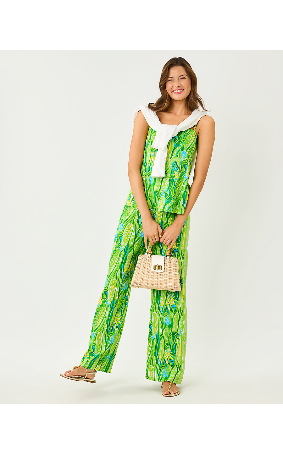 JESSLYN TOP, TURQUOISE TIDE SWEET CORN ENGINEERED SET