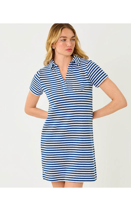 DUNE SHORT SLEEVE DRESS, STARLIGHT NAVY ST TROPEZ STRIPE
