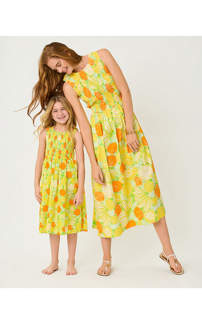 MINI DAISEY MIDI DRESS, ISLAND PALM ZESTY