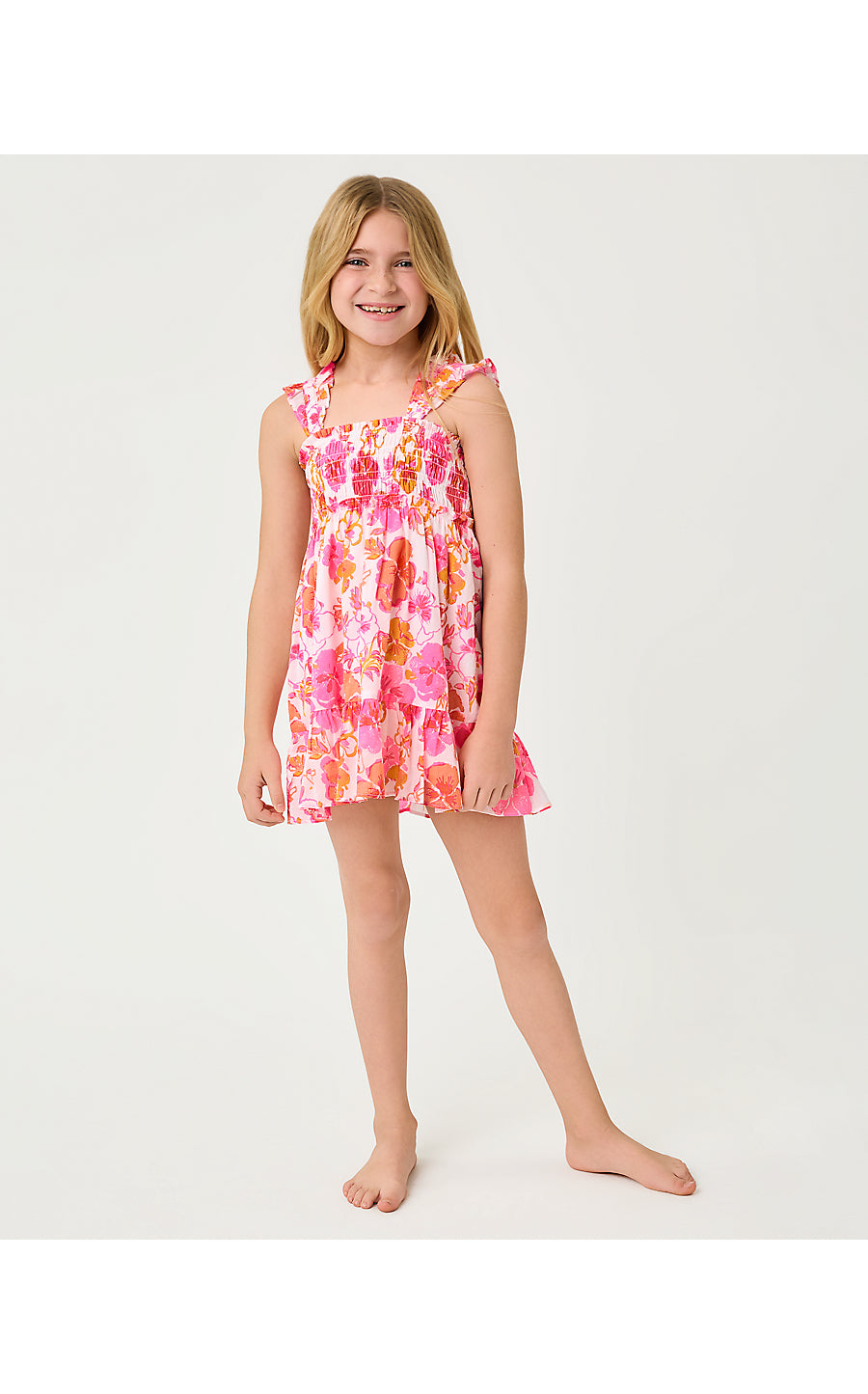 MINI HADLY DRESS, RESORT WHITE PANSY FANSY