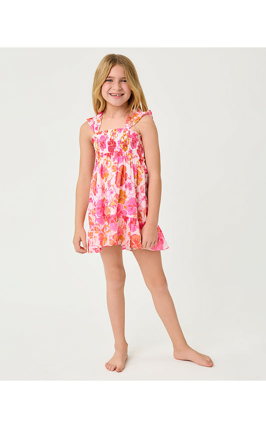 MINI HADLY DRESS, RESORT WHITE PANSY FANSY