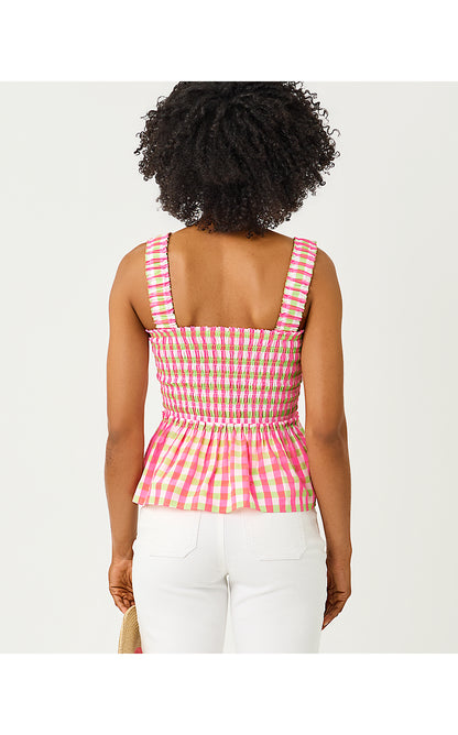 HADLY SMOCKED TOP, CHERRY BLOSSOM PINK SUMMER LOVIN GINGHAM