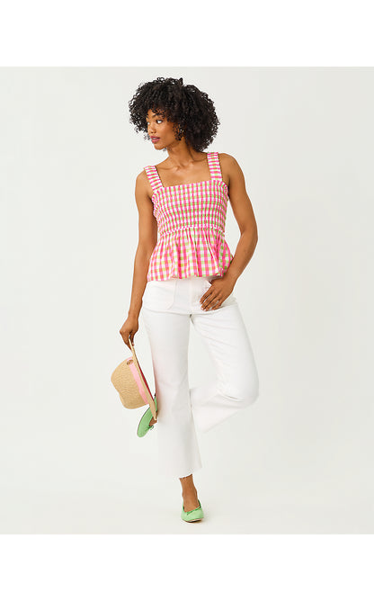 HADLY SMOCKED TOP, CHERRY BLOSSOM PINK SUMMER LOVIN GINGHAM