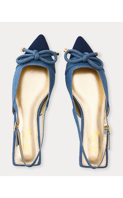 BRIT DENIM BOW SLINGBACK, LIGHT WASH