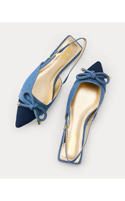 BRIT DENIM BOW SLINGBACK, LIGHT WASH
