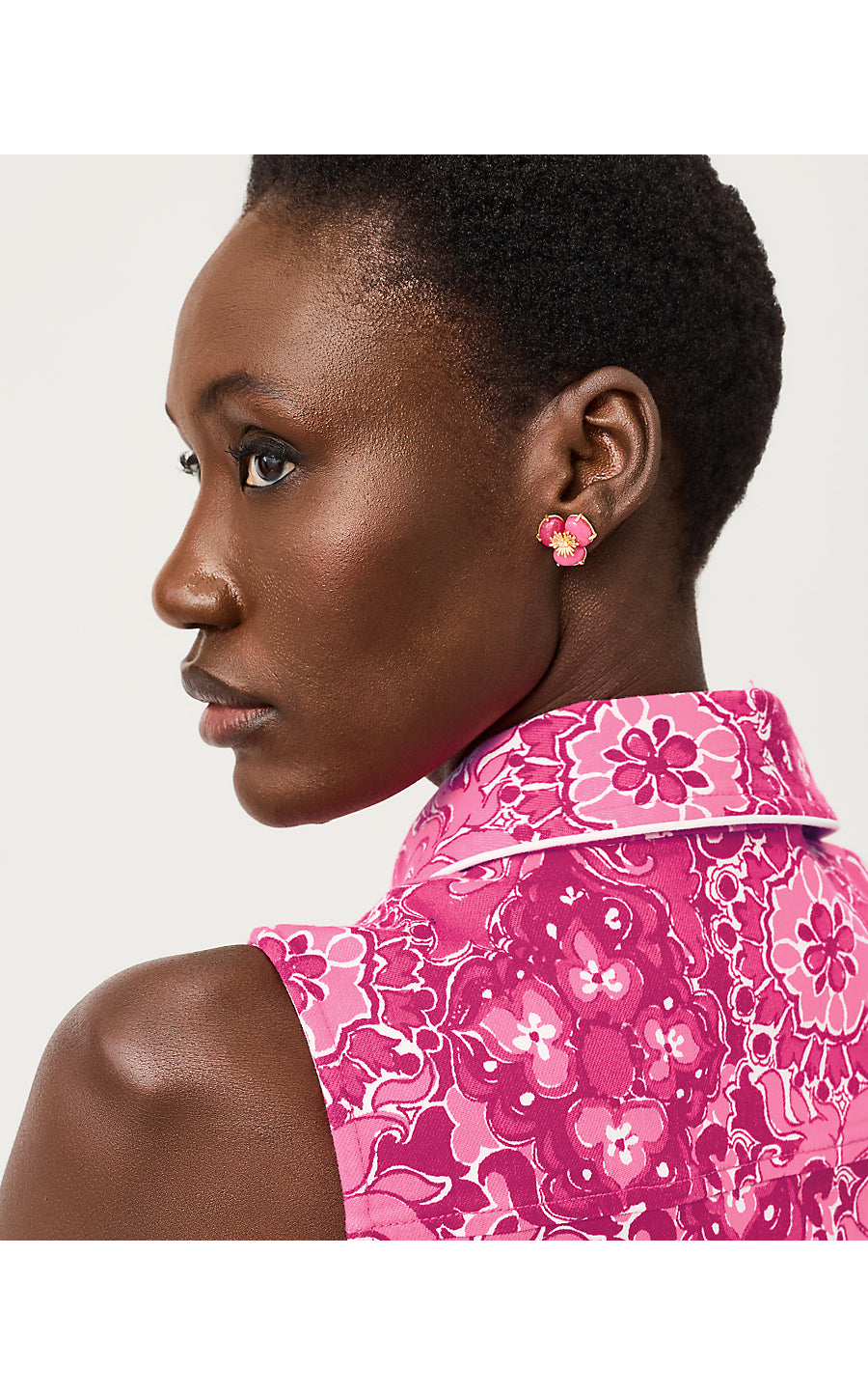 CAMOUFLAGE CATWALK EARRINGS, PINK ASTER