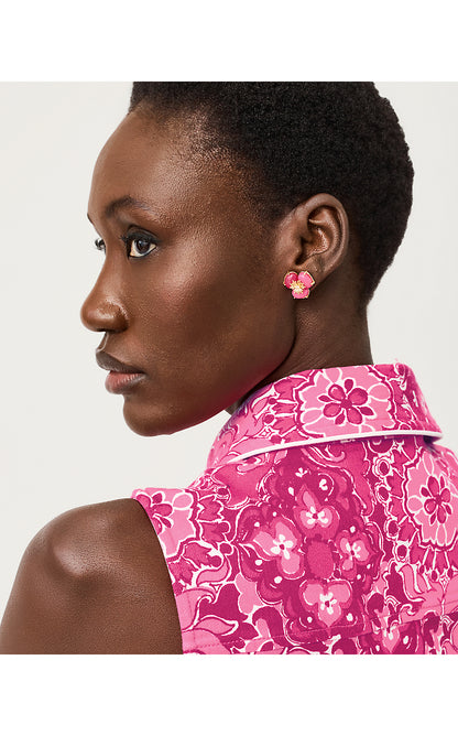 CAMOUFLAGE CATWALK EARRINGS, PINK ASTER