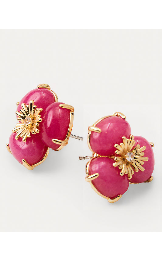 CAMOUFLAGE CATWALK EARRINGS, PINK ASTER