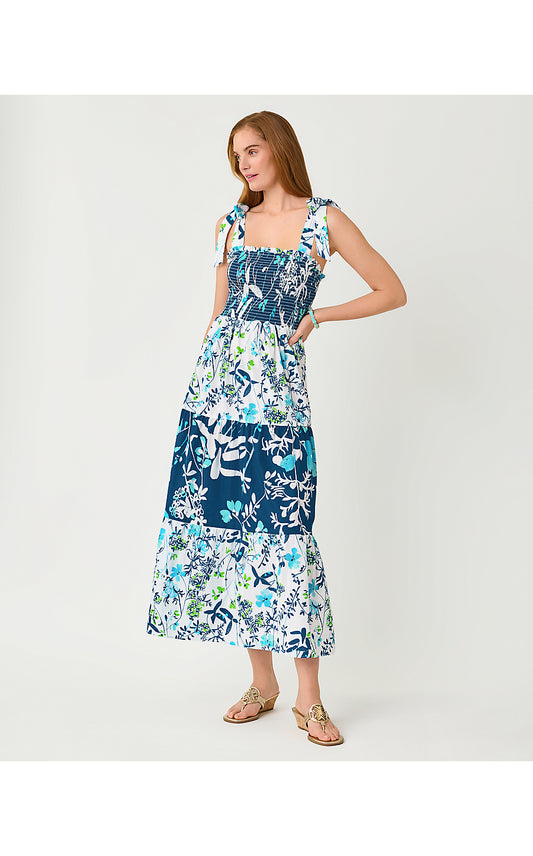 ATHYN SMOCKED MAXI DRESS, RESORT WHITE SEA BLOOMS