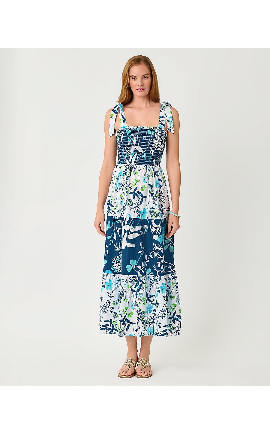 ATHYN SMOCKED MAXI DRESS, RESORT WHITE SEA BLOOMS