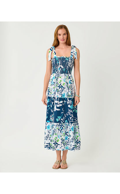 ATHYN SMOCKED MAXI DRESS, RESORT WHITE SEA BLOOMS