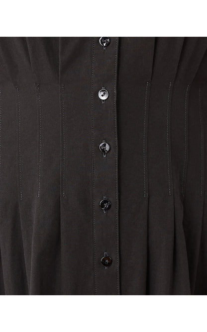 WAYLAND MIDI DRESS, NOIR SCALLOPED EYELET BORDER POPLIN
