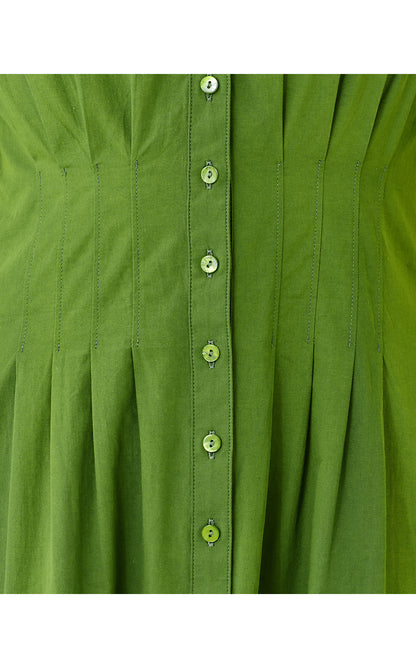 WAYLAND MIDI DRESS, OREGANO SCALLOPED EYELET BORDER POPLIN