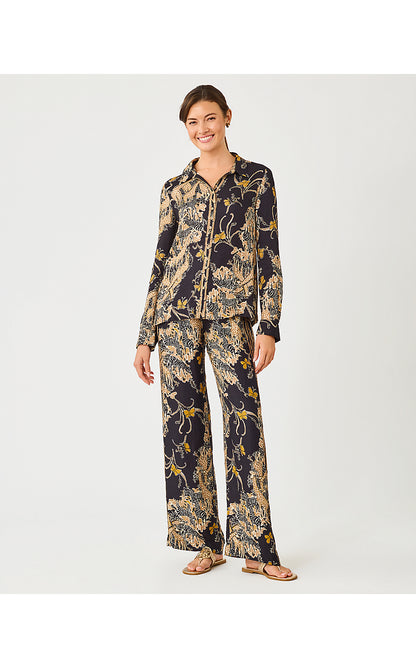 SUSANA BUTTON DOWN, ONYX STRIPED SAFARI ENGINEERED BUTTON DOWN