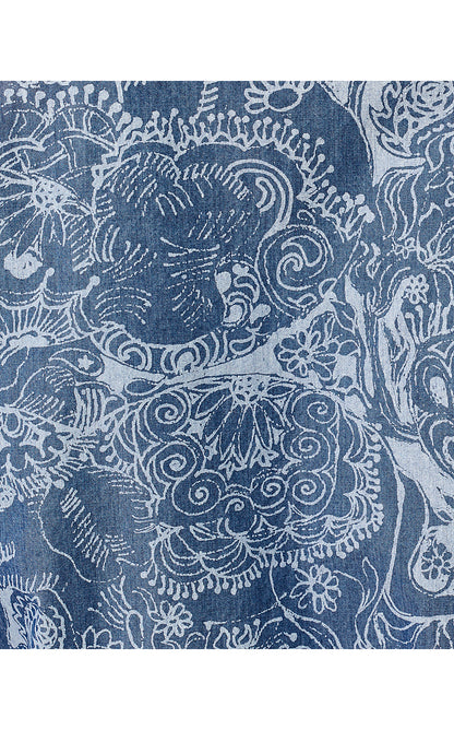 MIALEIGH ELBOW SLEEVE DRESS, INDIGO ALL DAY CHAMBRAY PAISLEY PARADE PIGMENT