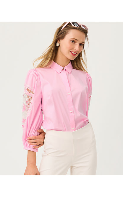 THE FLOWER LACE LILLY SHIRT, OLEANDER PINK