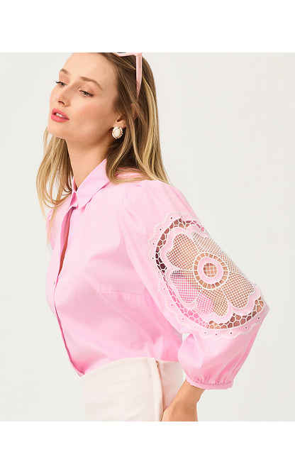 THE FLOWER LACE LILLY SHIRT, OLEANDER PINK