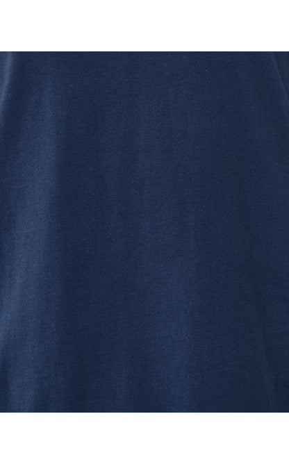 CLAIRMONT 3/4 SLEEVED TRIMMED KNIT TOP, LOW TIDE NAVY