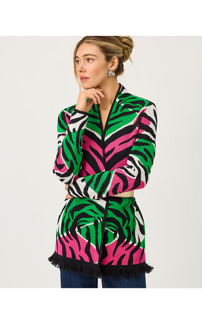 NOBLE JACQUARD CARDIGAN, COCONUT OVERSIZED BIG IRV JACQUARD