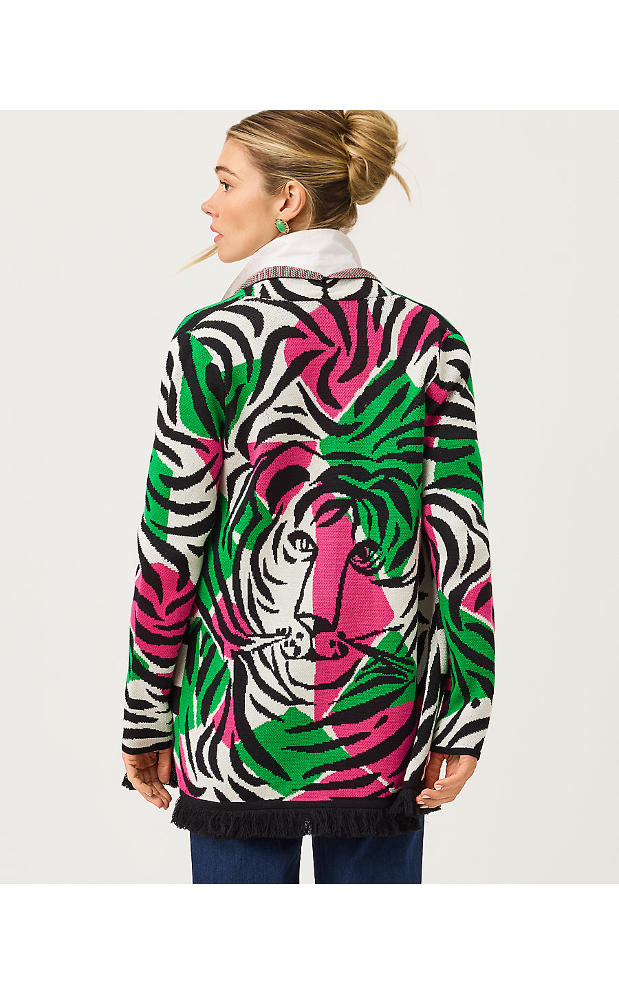 NOBLE JACQUARD CARDIGAN, COCONUT OVERSIZED BIG IRV JACQUARD