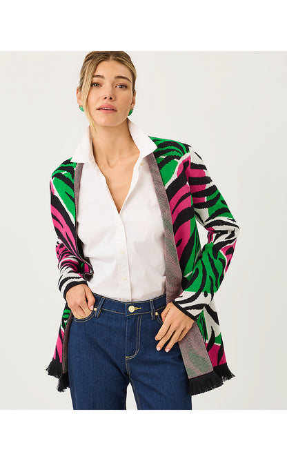 NOBLE JACQUARD CARDIGAN, COCONUT OVERSIZED BIG IRV JACQUARD