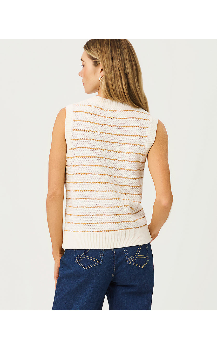SHAYNA SWEATER VEST, COCONUT PALM TREE STRIPE