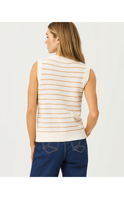 SHAYNA SWEATER VEST, COCONUT PALM TREE STRIPE